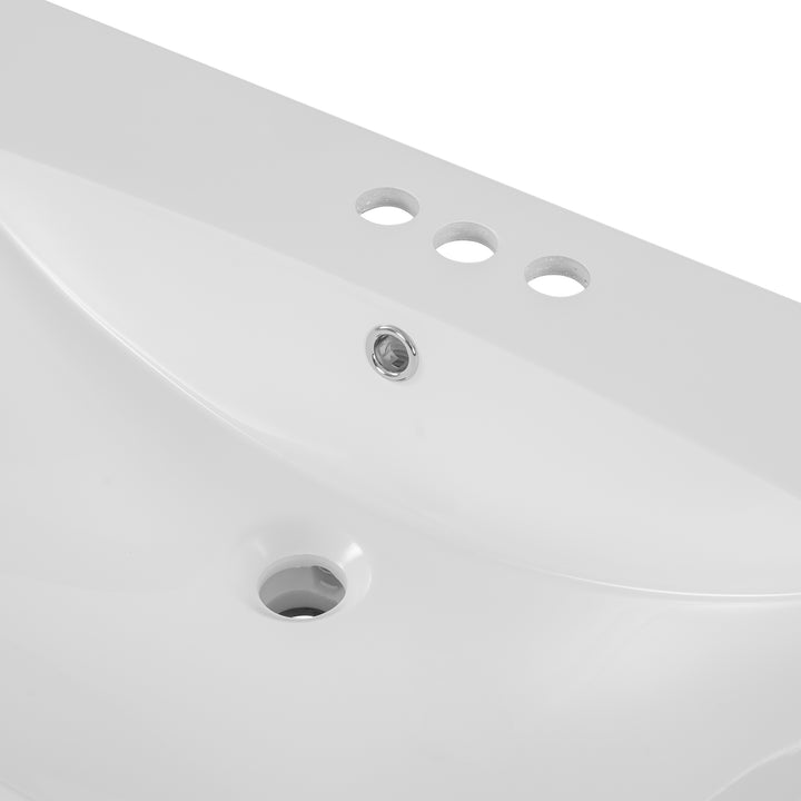 36 Inch Single White Basin Ceramic Bathroom Vanity Top With Predrilled Faucet Holes