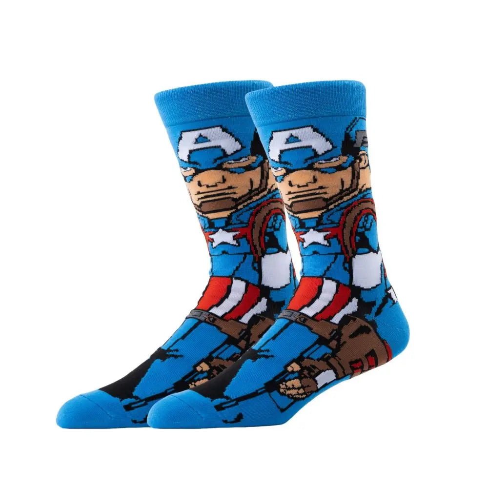 Anime Marvel Men Socks Spider Man Long Sports stockings Men‘s Knee-High cosplay Iron Man Sock Personality Hip Hop for kids