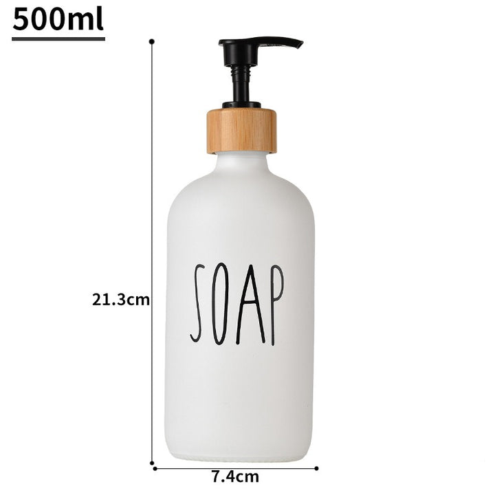 Glass 500ml Boston hand soap pump black and white split bottle wooden cap soap dispenser shampoo bottle