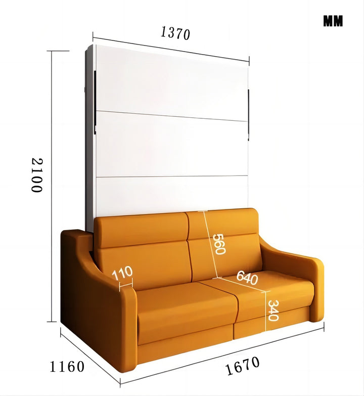 Full size Morden Design Vertical Murphy Bed W/Sofa + Secret Compartment