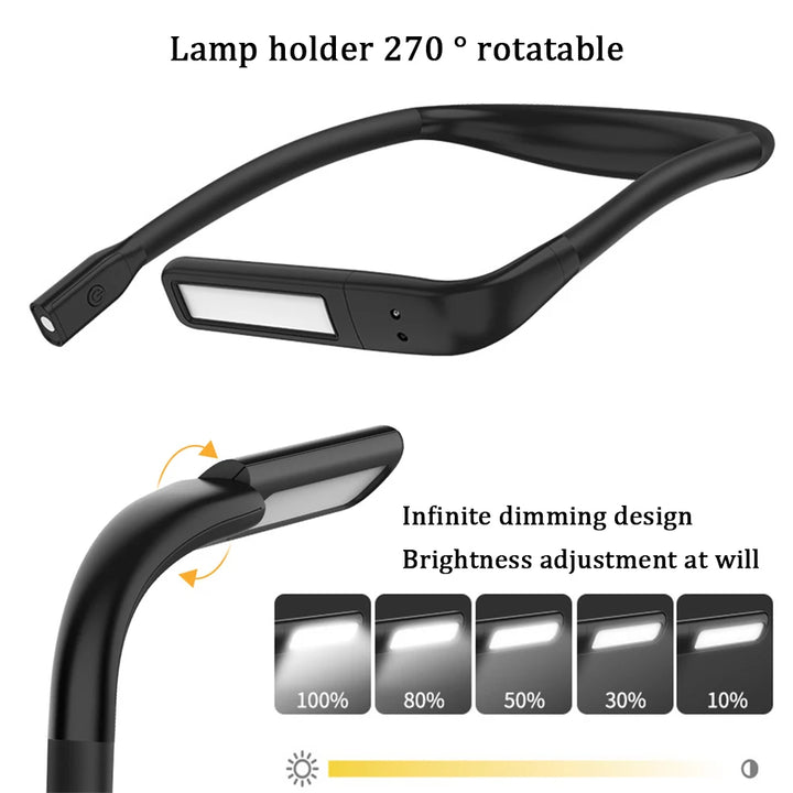 Neck Reading Light Book Lights Reading in Bed Bendable Long Lasting Portable USB Rechargeable Novelty Flexible LED Book Lighting