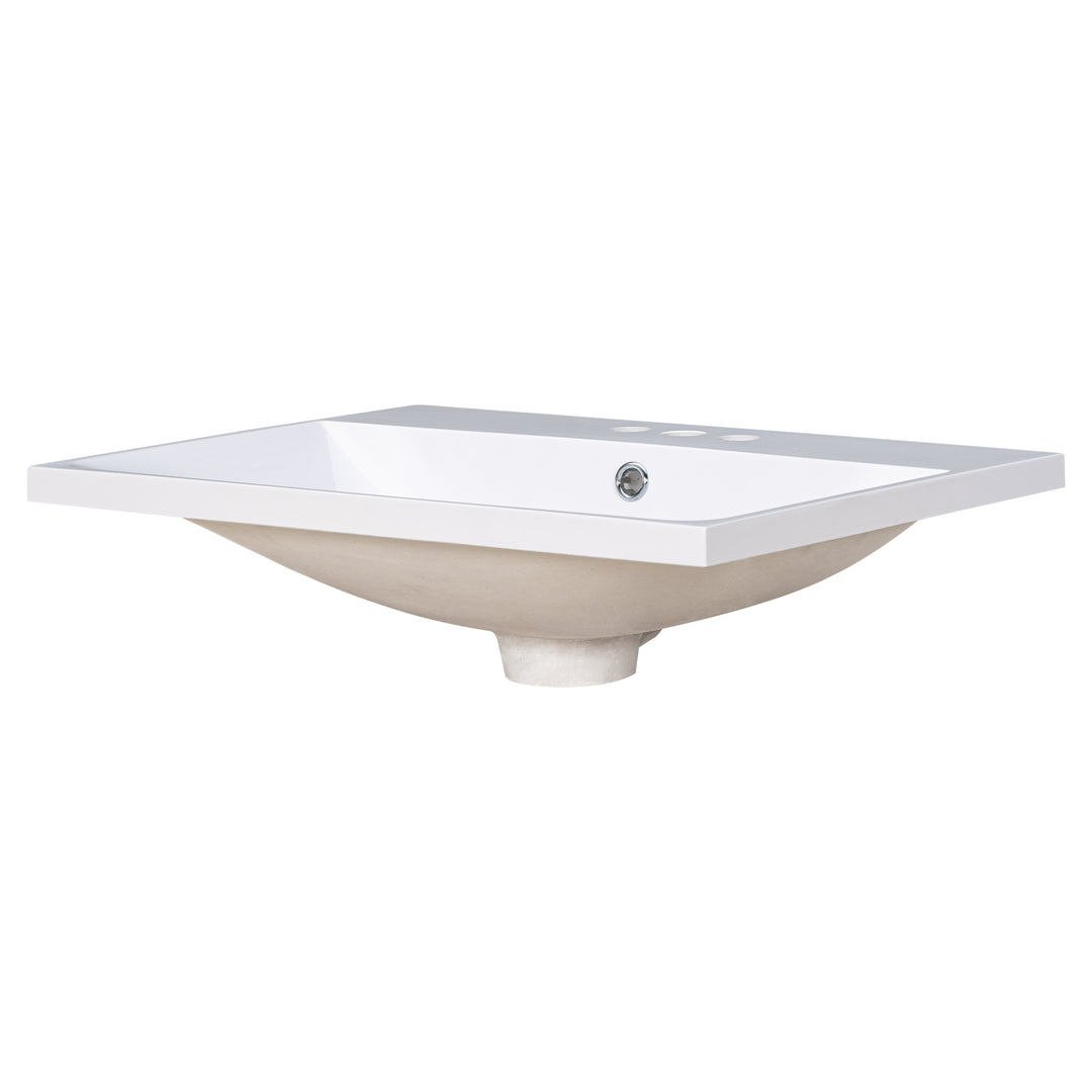 24 Inch Bathroom Vanity Ceramic White Basin Sink With 3 4in Faucet Holes