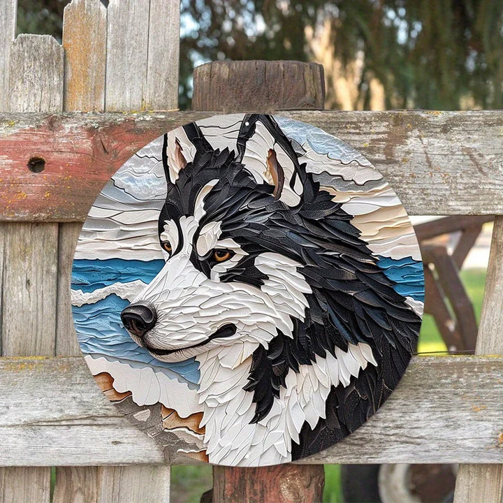 Black/White Huskies Decorative Aluminum Picture