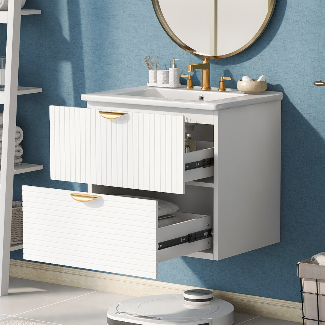 Modern 24-Inch 2 Drawer Wall Mounted Bathroom Cabinets