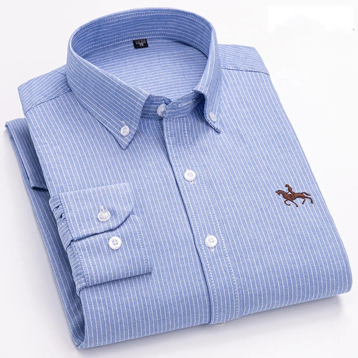 S~6XL Large Size 100% Cotton Oxford Men's Shirt Long Sleeve Soft Formal Business Office Fashion Casual Quality Men's Clothing