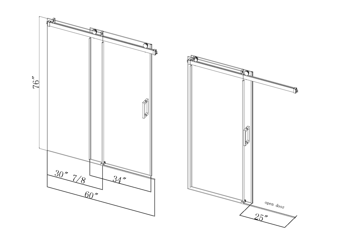 Elan 56 to 60 in. W x 76 in. H Sliding Frameless Soft-Close Shower Door with Premium 3/8 Inch (10mm) Thick Tampered Glass in Matte Black 22D01-60MB