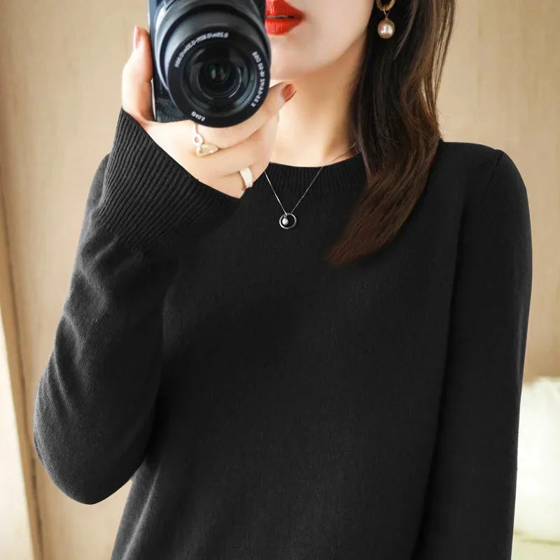 Sweaters Women Casual O-neck Solid Jumpers Pullovers Spring Autumn Sweater Winter Warm Knitwear Bottoming Shirt