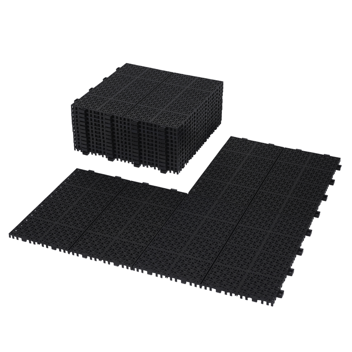 12x12 Inch Black Waterproof Interlocking Snap on Deck Tiles Rose Pattern (Packs of 12)