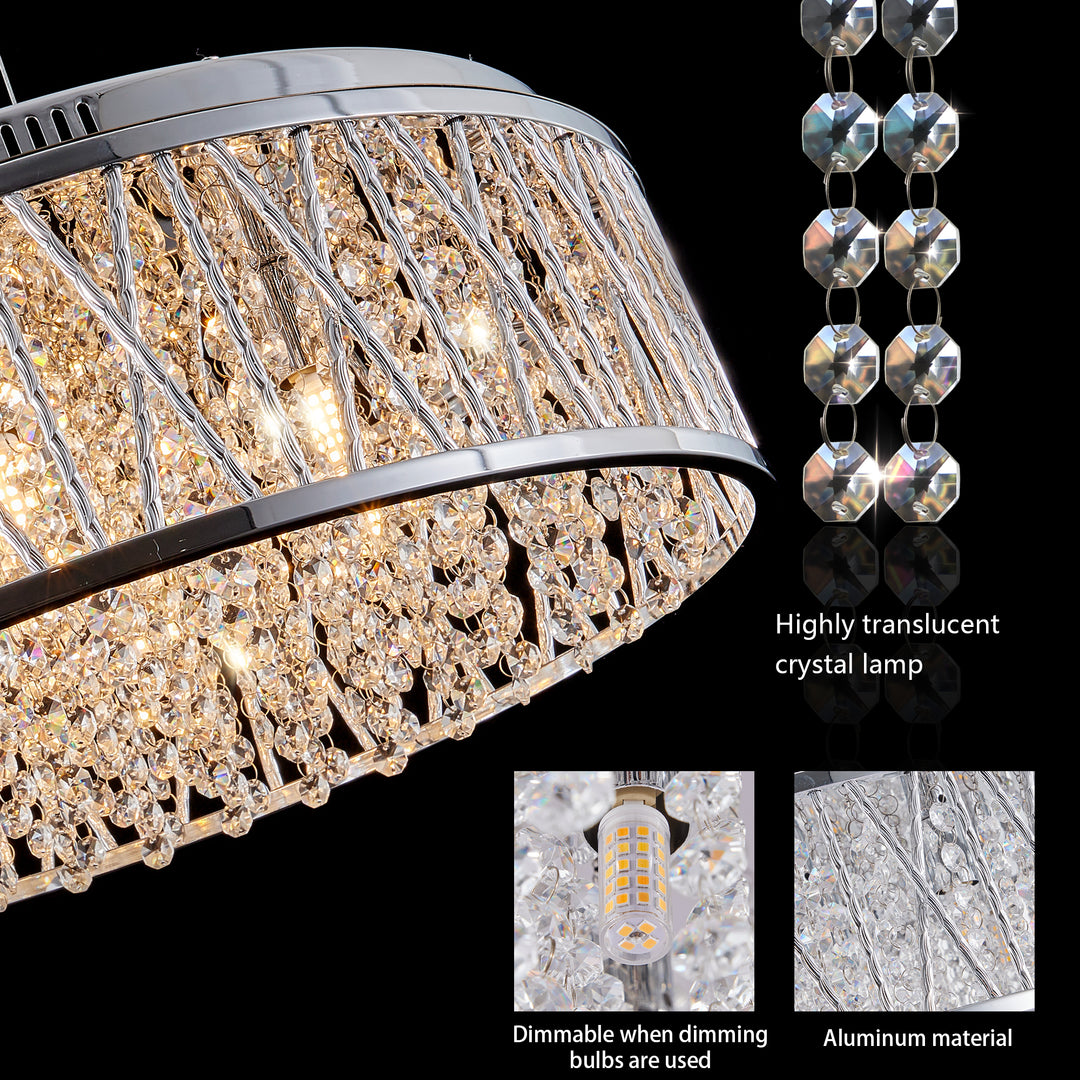 Modern Crystal Pendant 18.9-inch Aluminum+Iron Circular Ceiling Light Embedded Ceiling Fixture