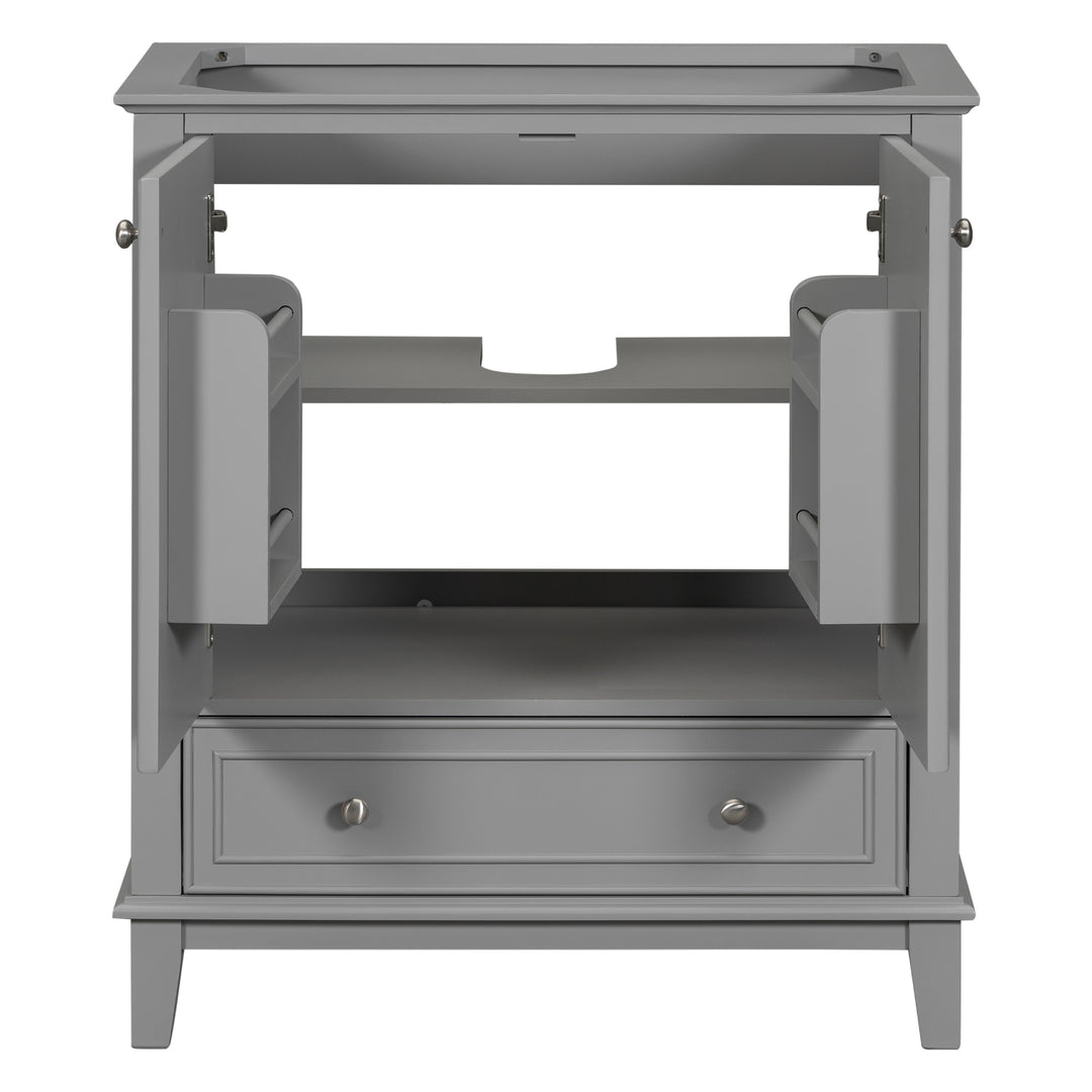 30 Inch Gray Multi Drawer MDF Bathroom Vanity (No Sink)