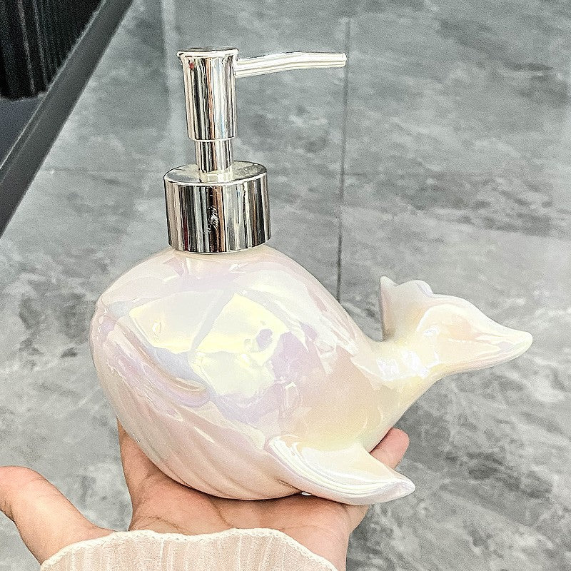 Creative Ceramic Whale Lotion Bottle Household Soap Bottle Shampoo Shower Gel Bottle Hand Sanitizer Bottles Bathroom Supplies