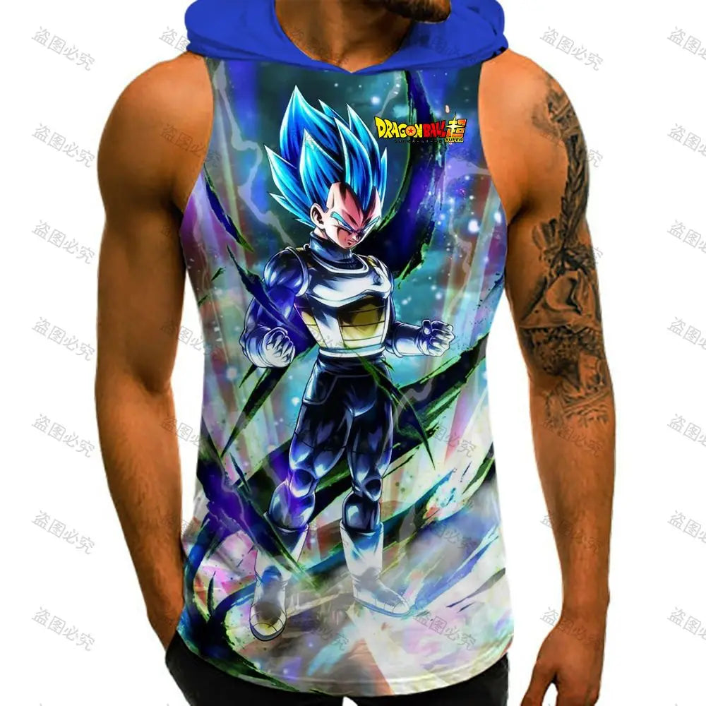 Men Tank Top Dragon Ball Z Mens Muscle Vest With Hood Y2k Clothes Sleeveless Gym Shirt New Trend High Street Bodybuilding 2022