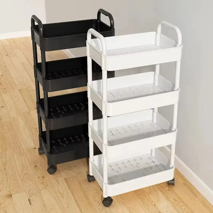 Storage Rack Trolley Mobile Multi-layer Multi-functional Household Snack Storage Rack with Wheel for Kitchen Living Room