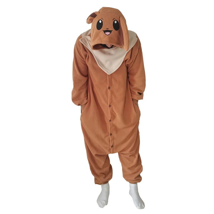 Eevee Costume Pajamas Pokemon Cosplay Onesie New Year Gift Christmas Women Men Whole One-Piece Kigurumi Anime Full Body Pijama