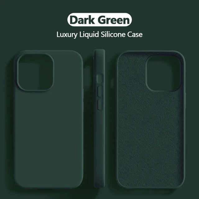 Liquid Silicone Case For iPhone 11 14 13 12 15 Pro Max Phone Cases For iPhone 13 12 Mini 14 15 7 8 Plus X XR XS Shockproof Cover