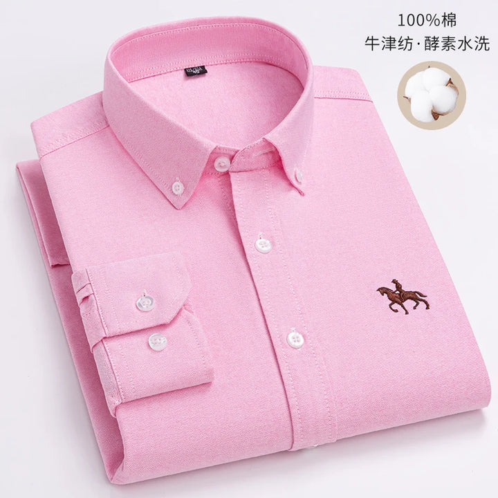 S~6XL Large Size 100% Cotton Oxford Men's Shirt Long Sleeve Soft Formal Business Office Fashion Casual Quality Men's Clothing