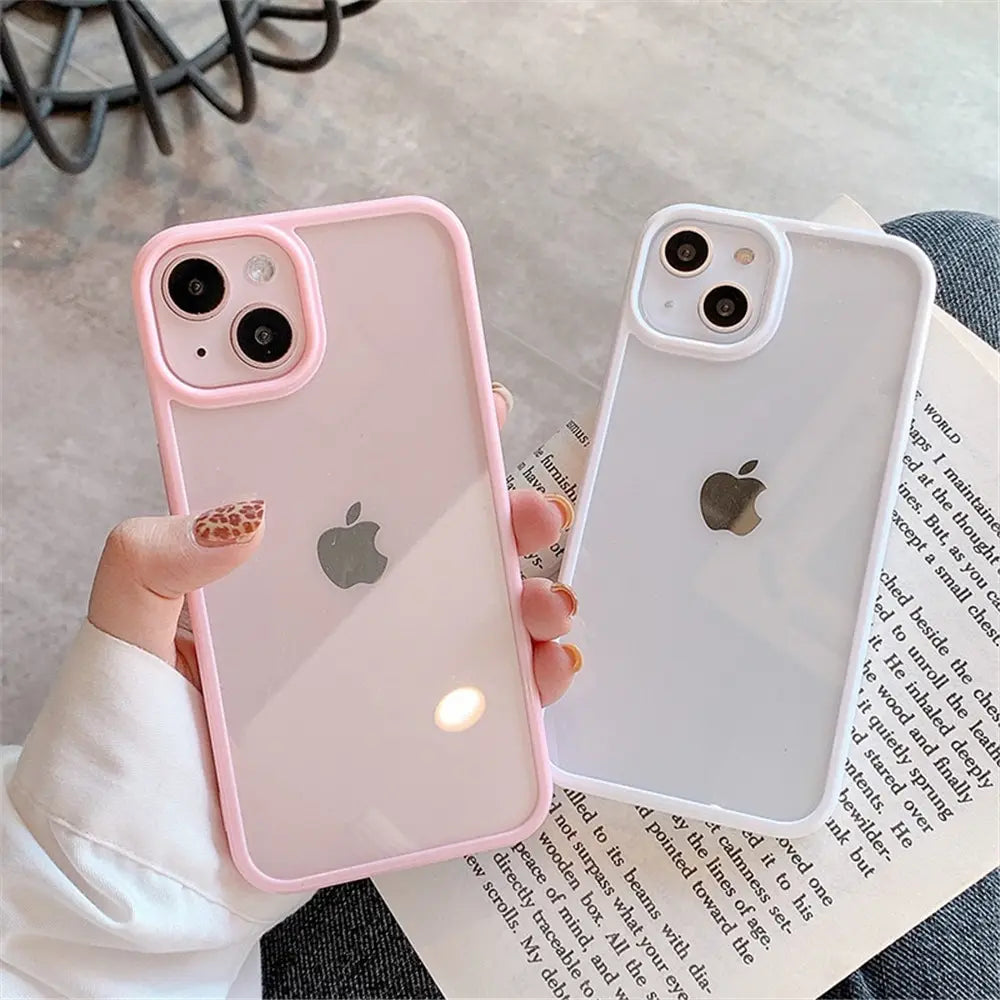 Candy Color Phone Case for iPhone 14 11 12 13 Pro Max X XR XS 7 8 SE Clear Shockproof Silicone Transparent Protection Back Cover