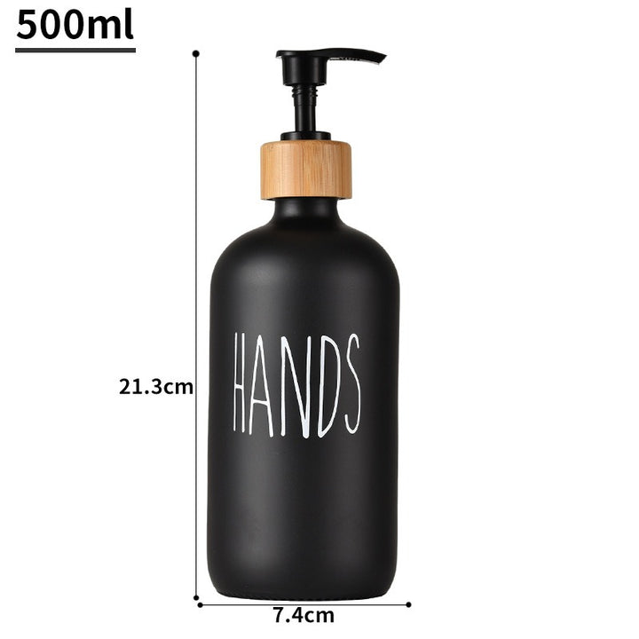 Glass 500ml Boston hand soap pump black and white split bottle wooden cap soap dispenser shampoo bottle