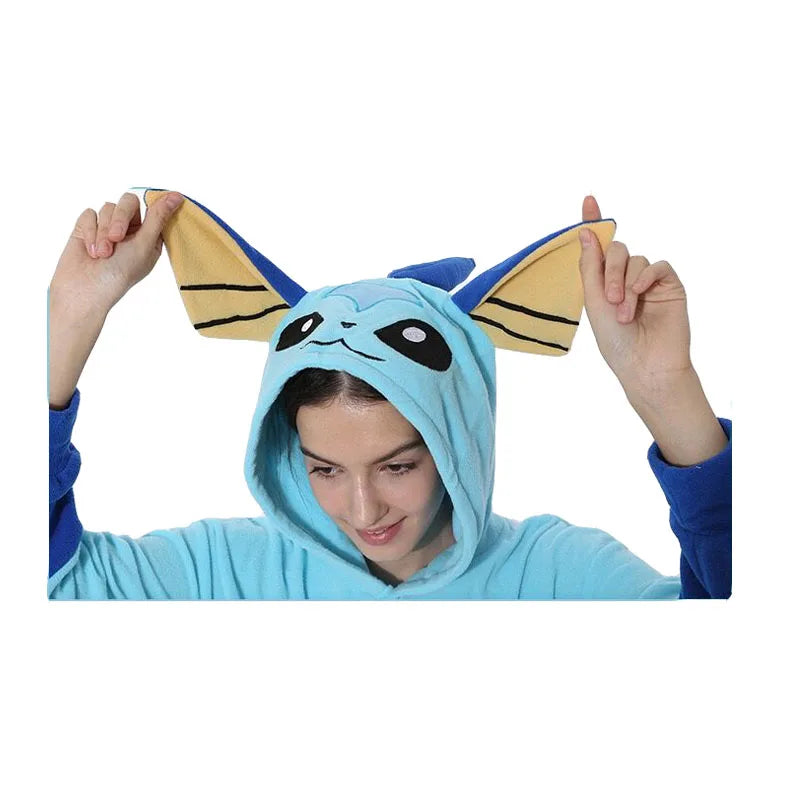 Vaporeon Onesie For Adults Pokemon Halloween Cosplay Costume Women One-Piece Kigurumi Pajamas Men Christmas Full Body Pijama