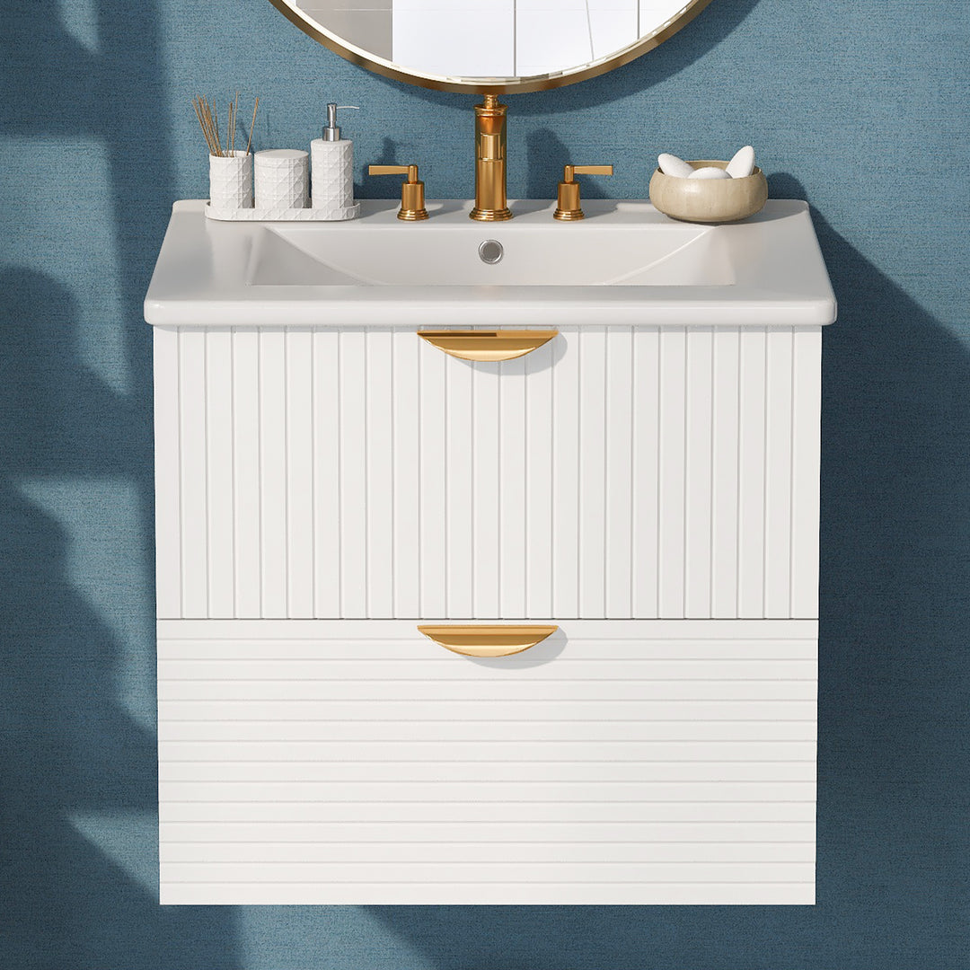 Modern 24-Inch 2 Drawer Wall Mounted Bathroom Cabinets