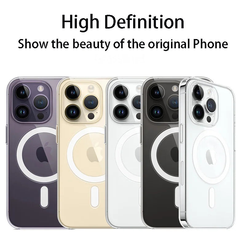 Luxury Magnetic Wireless Charge For Magsafe Case for iPhone 15 14 13 12 11 Pro X XR XS Max 7 8 Plus Back Cover Transparent Case