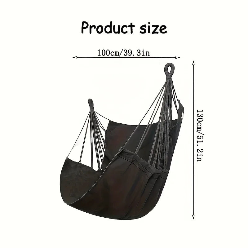 Relaxing Rip Resistant Canvas Hammock Chair - Swing & Rocking Comfort (W/ Tie Ropes)