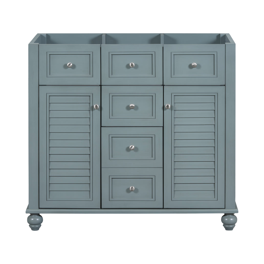 36 "No sink, with 2 drawers and soft closing door, independent makeup rack, bathroom cabinet, blue (excluding sink)