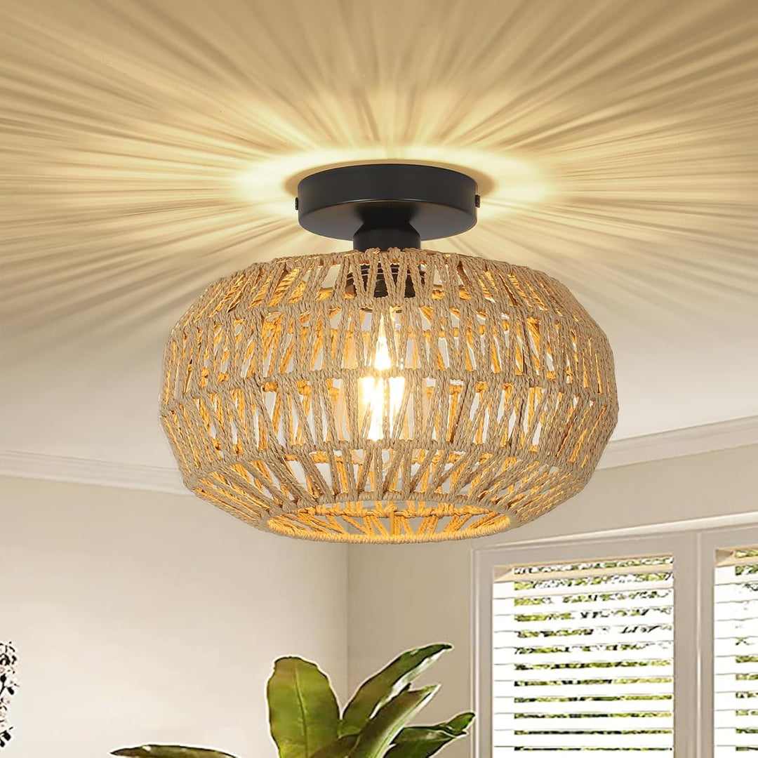 Woven Boho LED Ceiling Light