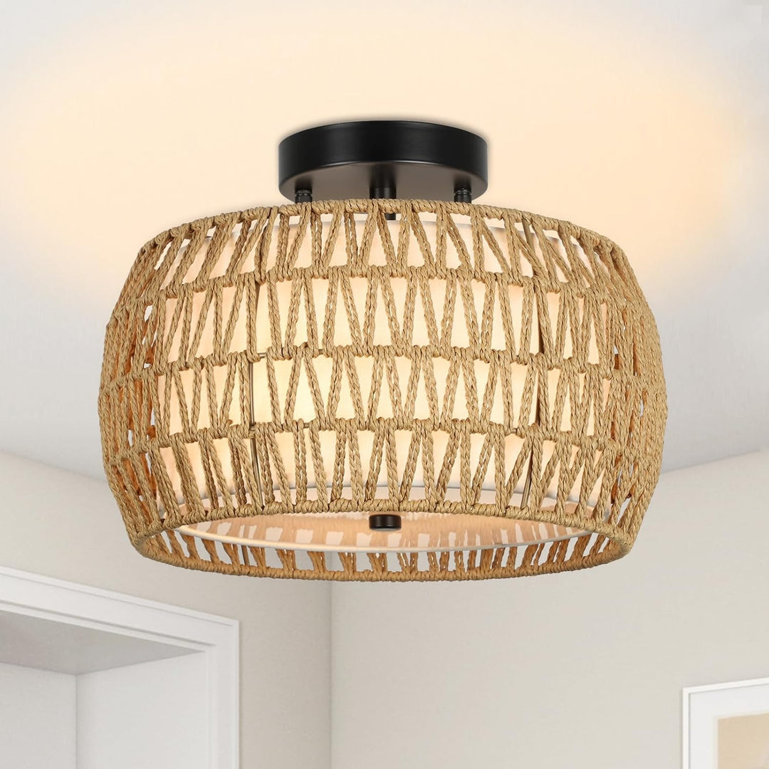 Woven Boho Shade Ceiling Light