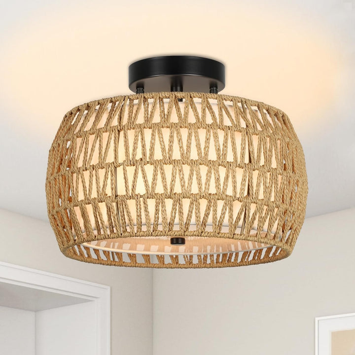 Woven Boho Shade Ceiling Light