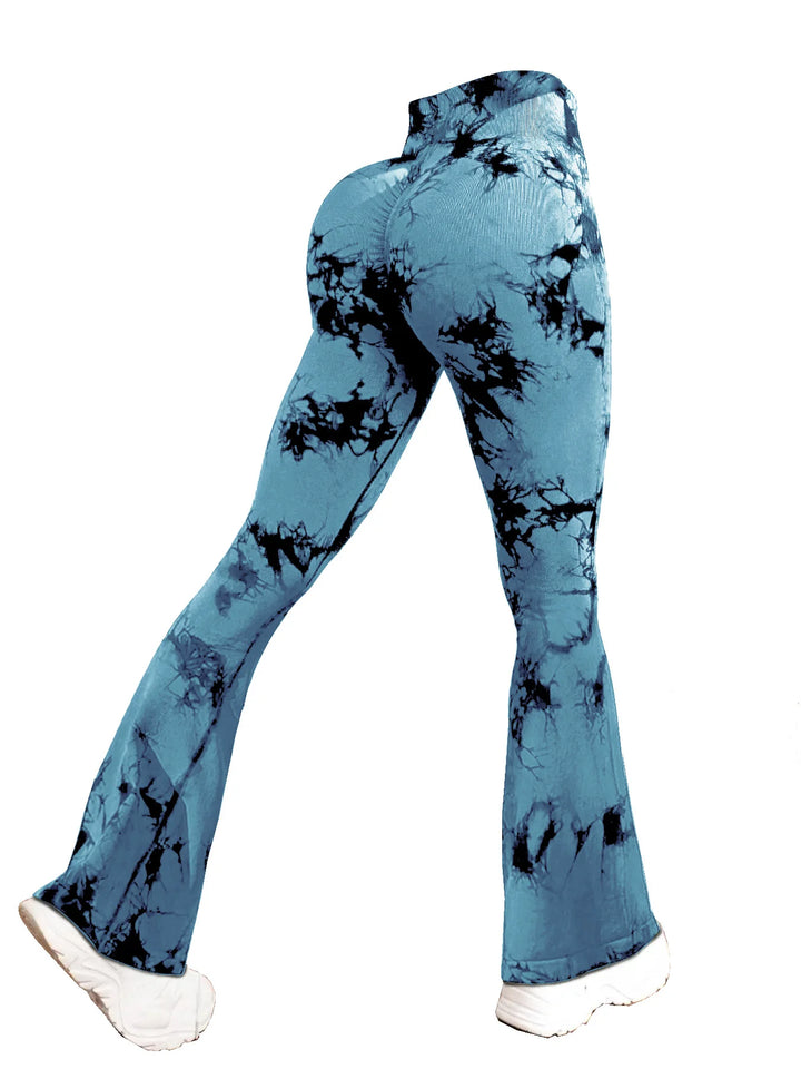 Tie-dye High-waisted Tummy Control Flared Yoga Pants