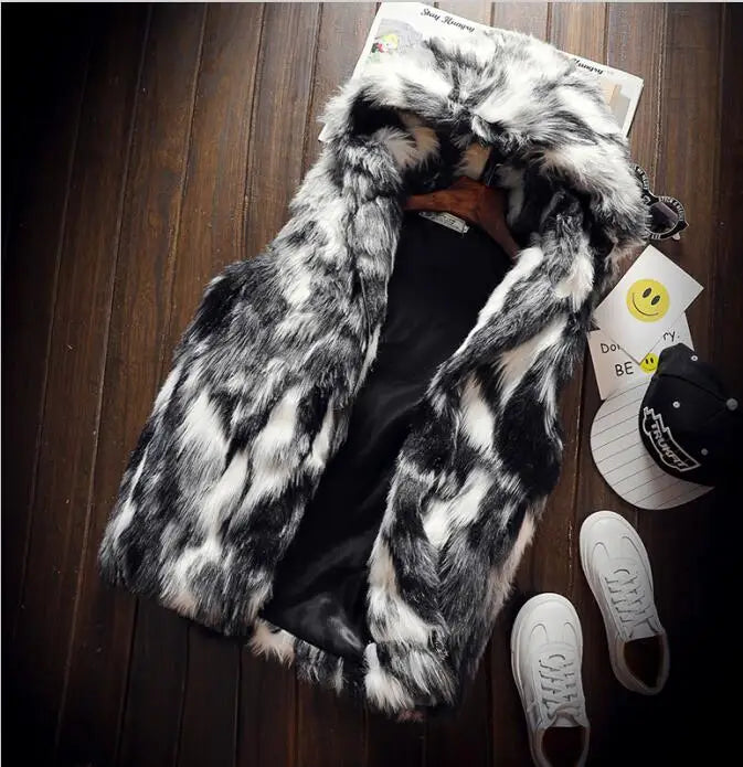 Winter Faux Fur Thick Mens Jackets & coats Fashion Men and Women Couples Warm and Comfortable Clothing Slim Gray Men Coat S-4XL