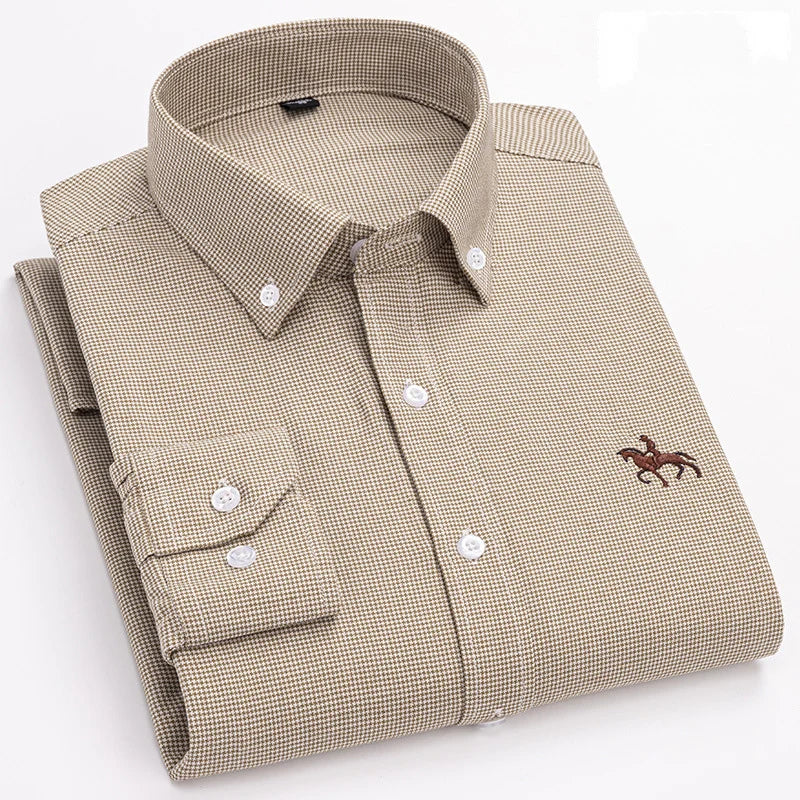 S~6XL Large Size 100% Cotton Oxford Men's Shirt Long Sleeve Soft Formal Business Office Fashion Casual Quality Men's Clothing