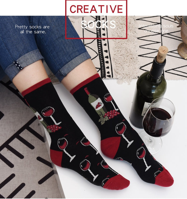 Woman’s Cotton Wine Socks