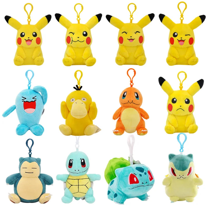 Clearance_Original Pokemon Plush Keychain Cartoon Toys Pikachu Charmander Psyduck Squirtle Snorlax Wobbuffet Doll Kids Kawai Toy