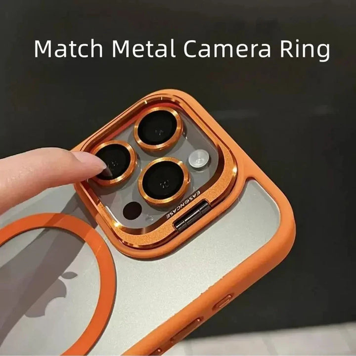 Luxury Magnetic Shockproof Phone Case For iPhone 15 16 14 13 12 11 Pro Max For Magsafe Funda Stand Glass Lens Protector Cover