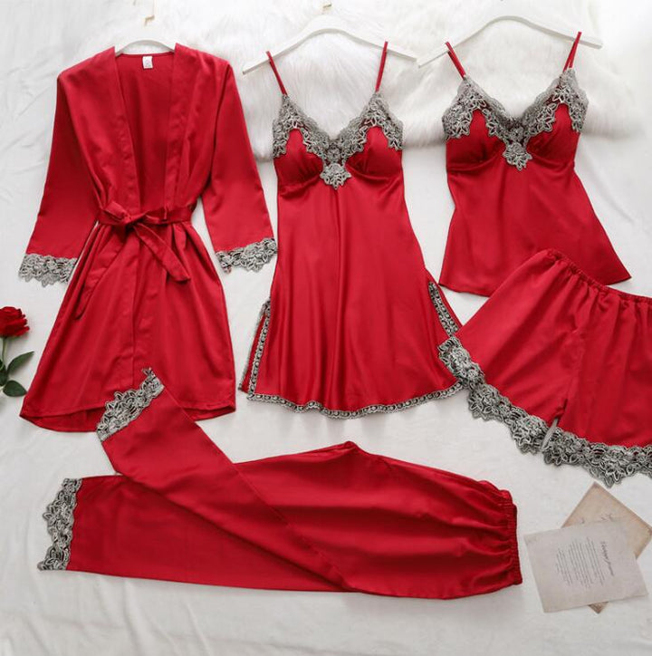 Woman’s 5-Piece Silk Pajama Set