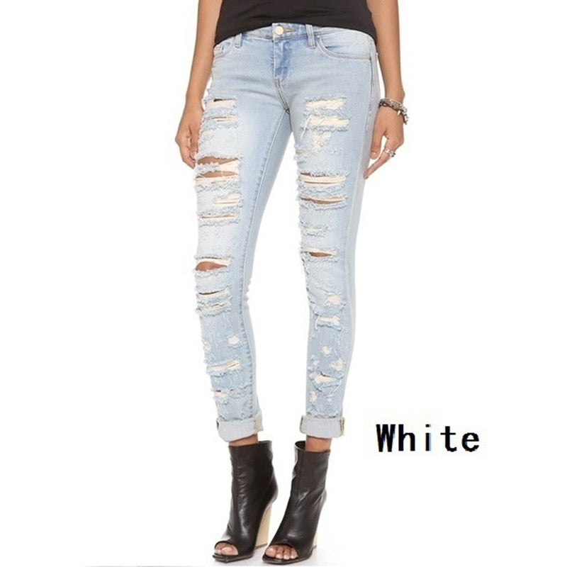 Woman’s Fashion Ripped Cotton Jeans