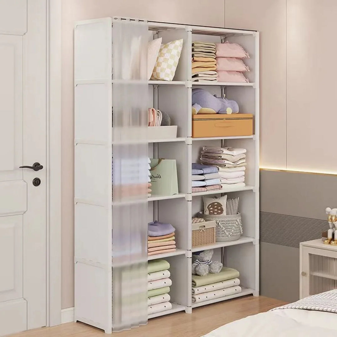 6/5 Layers Dustproof Wardrobe High Capacity Partition Bookshelf Bedroom Open Simple Assembly Storage Cabinet Bedroom Furniture