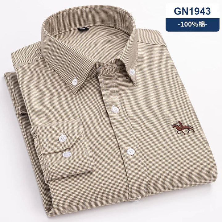 S~6XL Large Size 100% Cotton Oxford Men's Shirt Long Sleeve Soft Formal Business Office Fashion Casual Quality Men's Clothing