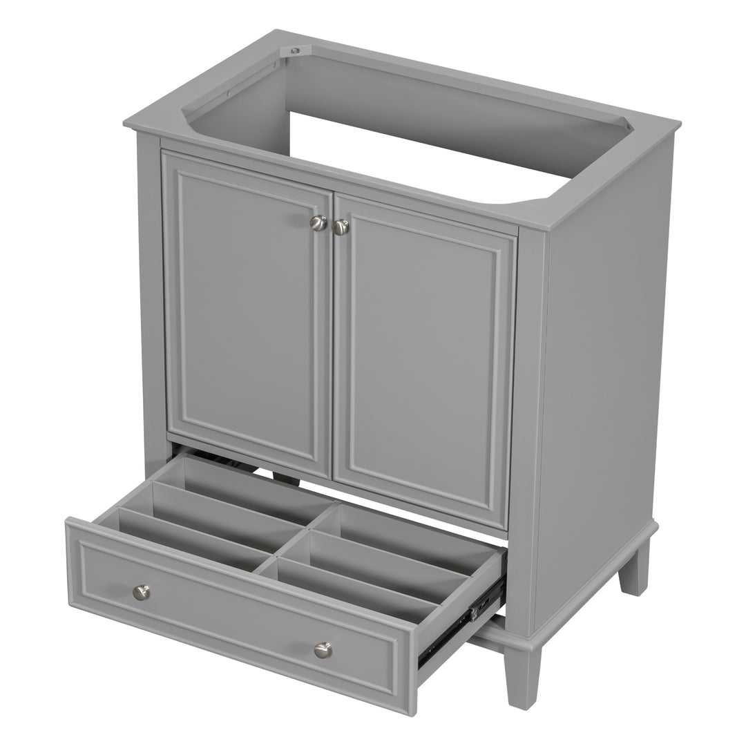 30 Inch Gray Multi Drawer MDF Bathroom Vanity (No Sink)