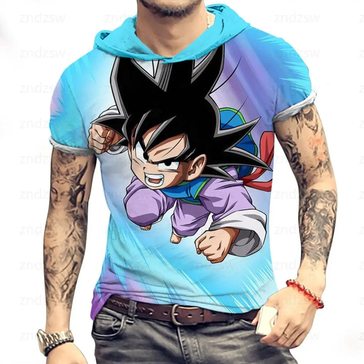 Vegeta Dragon Ball Z T Shirt for Men Harajuku Style Men's Hooded T-Shirt Tops Fashion T-shirts Trend Goku Super Saiya Man Y2k