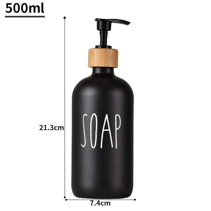 Glass 500ml Boston hand soap pump black and white split bottle wooden cap soap dispenser shampoo bottle