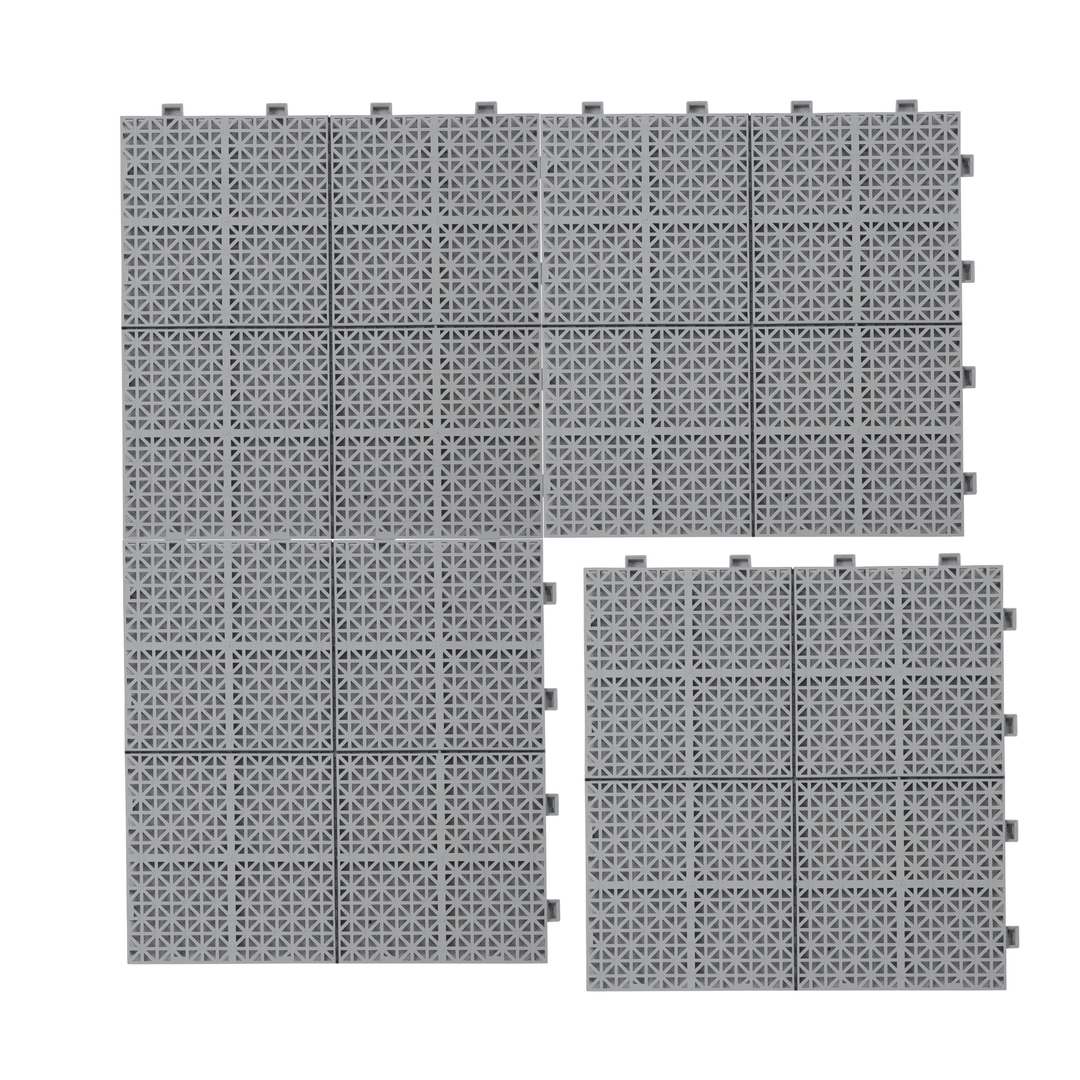 12x12 Inch Gray Interlocking Waterproof Snap on Deck Tiles Rose Pattern (Packs of 12)