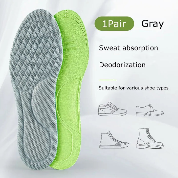 Sports Deodorant Insoles for Shoes Soft Comfortable Running Breathable Shock Absorption Insole for Feet Men Women Shoe Sole Pads