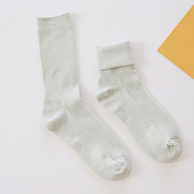 Woman’s Winter Metallic Cotton Socks