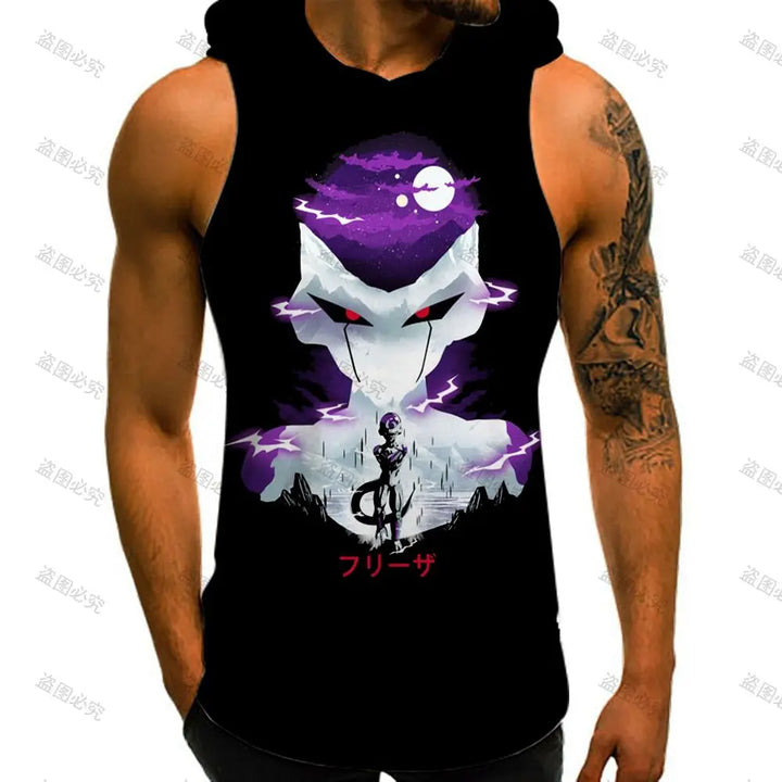 Vest With Hood Goku Dragon Ball Z Gym Clothing Men Fashion Sleeveless Vests New Men's Clothes Streetwear Harajuku Style 2022