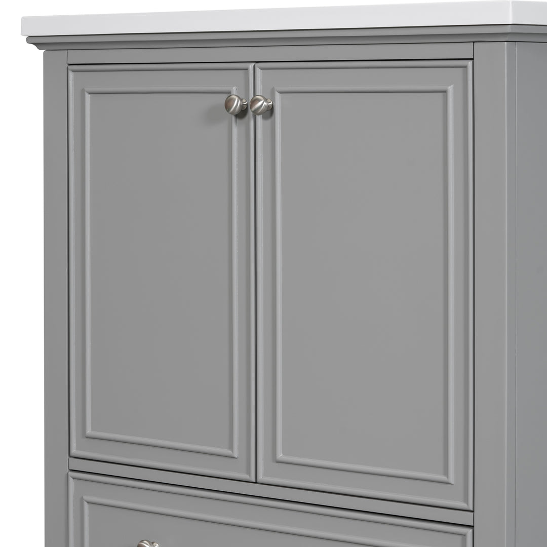 30 Inch Gray Multi Drawer MDF Bathroom Vanity (No Sink)