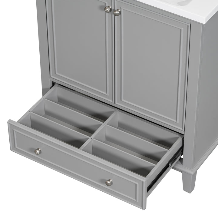 30 Inch Gray Multi Drawer MDF Bathroom Vanity (No Sink)