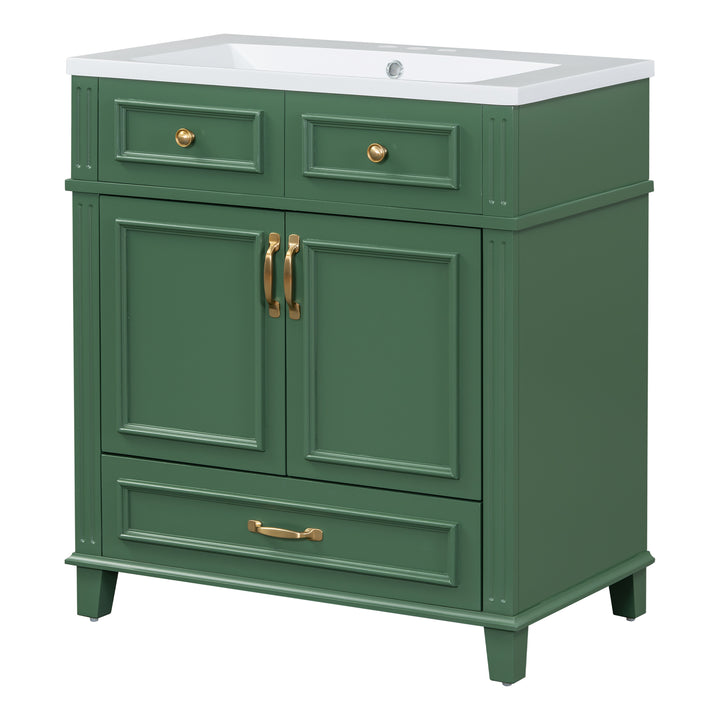 30 inch uncovered bathroom vanity with soft closed door, limited to solid wood frame bathroom storage cabinet green